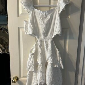 GAP White Ruffled Cutout Dress never worn XXL